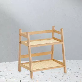 Двухслойный бамбуковый органайзер для чашек и средств по уходу за кожей на столешнице L