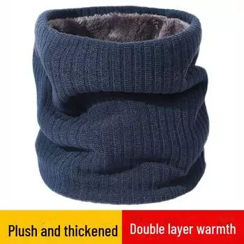 «Двухслойный бархатный толстый теплый шарф на шею — однотонный шерстяной трикотаж — корейский стиль — универсальный зимний шарф унисекс» One Size