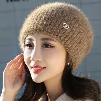 Двухслойный беличий бархат с ромбовидным логотипом, модный универсальный теплый ворсовый колпачок с носком, шапка Beilei, корейская версия вязаная One size