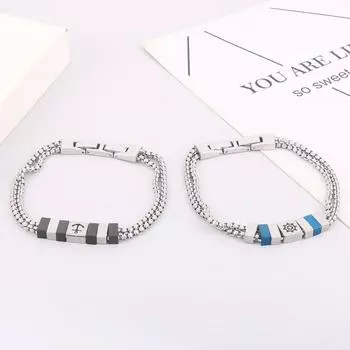 Двухслойный блок-цветной браслет, ювелирная пряжка, персонализированные мужские украшения из титановой стали