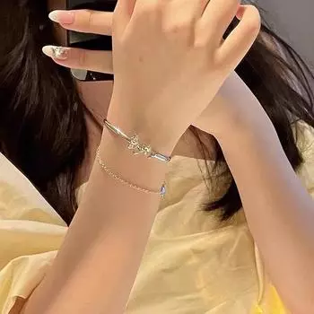 Двухслойный браслет-цепочка с дизайном «бабочка» с кисточками и регулируемым открытием. Браслет-цепочка с бабочкой, универсальный браслет-темперамент one size