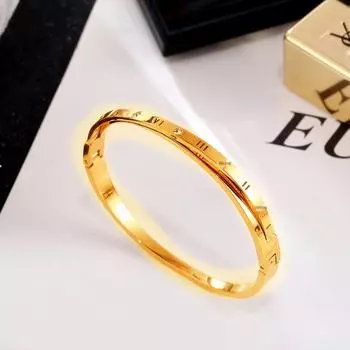 Двухслойный браслет из розового золота с бриллиантами и римскими цифрами - женские ювелирные изделия из титановой стали