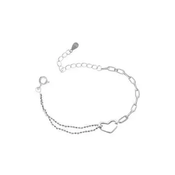 Двухслойный браслет из стерлингового серебра 925 пробы в форме сердца и браслет для женщин и девочек, свадебные украшения Sl083