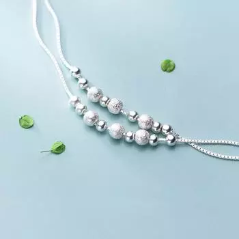 Двухслойный браслет из стерлингового серебра 925 пробы с круглыми бусинами и браслет ручной работы, вечерние украшения для женщин и девочек sl174