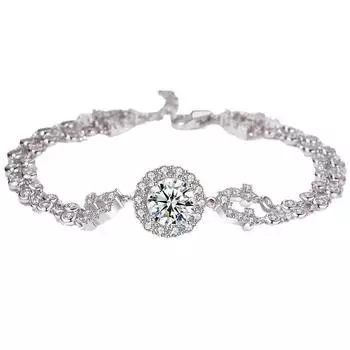 Двухслойный браслет из стерлингового серебра S925 Moissanite 2 карата Gypsy Light Luxury Niche из белого золота с серебряной пряжкой-цепочкой 925 Silver