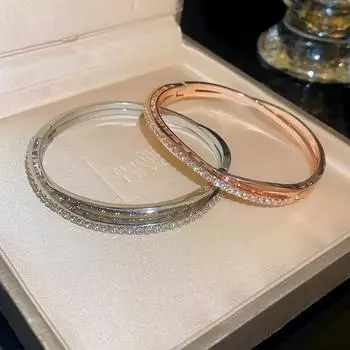 Двухслойный браслет с инкрустацией цирконом и крестом, простой модный браслет, легкий, роскошный, темпераментный, высококачественные женские украшения