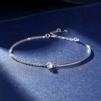 Двухслойный браслет с пятиконечной звездой для женщин из чистого серебра S999 пробы, простой браслет Ins Cold Wind, полубраслет с бриллиантами, легкий роскошный браслет 999