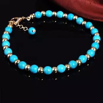 Двухслойный браслет в стиле бохо со стразами и цветком, бирюзовый браслет на ногу, браслет на щиколотке