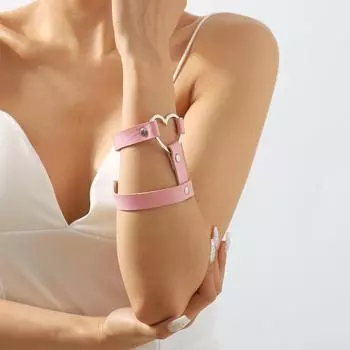 Двухслойный браслет в стиле Харадзюку с европейским и американским орнаментом в стиле панк, уличный сексуальный кожаный регулируемый браслет для девочек розовый