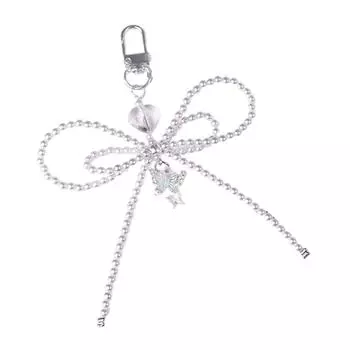 Двухслойный брелок-подвеска с бантом, жемчужный бисер, узел-бабочка, модное украшение-бант для телефонов и сумки белый