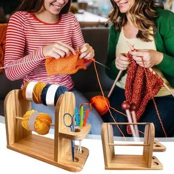 Двухслойный держатель пряжи, диспенсер, высокая устойчивость, простота сборки, ручной работы, деревянный диспенсер пряжи, держатель клубков пряжи цвет старого дерева