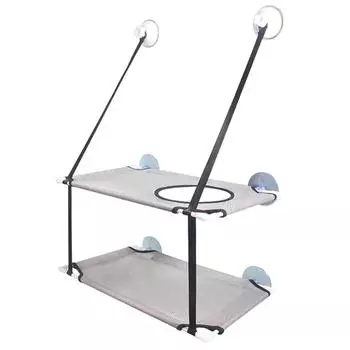 Двухслойный гамак для кошек, подвесная установка, прочная присоска, мягкое сиденье для отдыха у окна для кошек серый