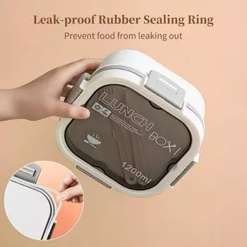 Двухслойный контейнер для салата, обеда, 4 отделения с контейнером для соуса, вилка, ложка, хранилище для приготовления еды Type 1 белый