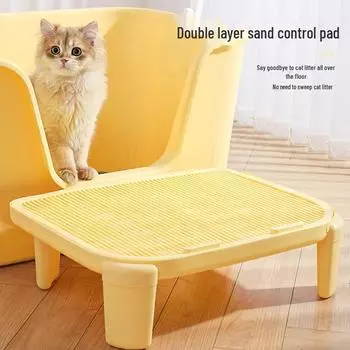 Двухслойный коврик для контроля за кошачьим туалетом - устойчивый к брызгам и протечкам коврик для кошек 9cm жёлтый/кремовый