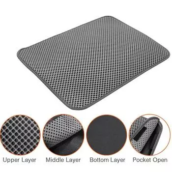 Двухслойный коврик для кошачьего туалета, коврик-ловушка, водонепроницаемый моющийся ковер из Евы Kucing 30*45cm чёрный