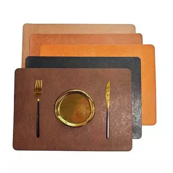 Двухслойный кожаный коврик для посуды, твердый коврик для декора стола, коврик для стола в помещении и на открытом воздухе L бежевый