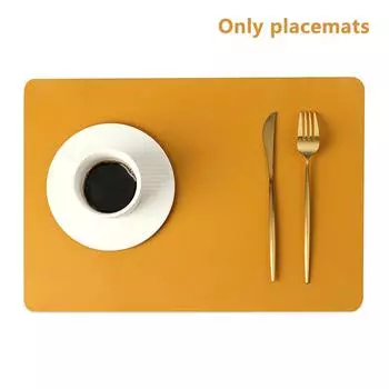 Двухслойный кожаный коврик для стола Скандинавская термостойкая подставка Изоляция Водонепроницаемый Маслостойкий Коврики для стола Для украшения дома, отеля жёлтый