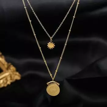 Двухслойный кулон из нержавеющей стали 316L, цепочка на ключицы, женское ожерелье, праздничное ювелирное изделие, подарочные аксессуары золотистый