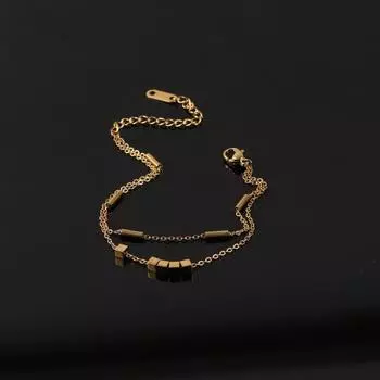 Двухслойный квадратный браслет из титановой стали с геометрическим рисунком, новый сетчатый красный браслет для девочек, женские ювелирные изделия