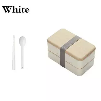 Двухслойный ланч-бокс для микроволновой печи, деревянный салатный бенто-бокс, переносной контейнер для еды 2