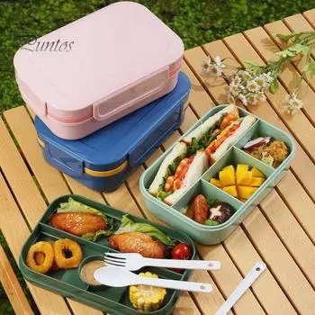 Двухслойный ланч-бокс на 2000 мл с ложкой, вилкой, резаком, герметичной крышкой, пищевой посудомоечной машиной, микроволновой печью, морозильной камерой, безопасным для студентов, термоконтейнером для еды Bento синий