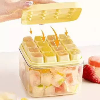 Двухслойный лоток для кубиков льда с крышкой, 16 полостей, легкосъемный холодильник, летний коктейль белый