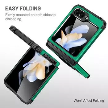 Двухслойный модный чехол-сумка с защитой от падения для Samsung Galaxy Z Flip 5 Flip5 Zflip5 5G, чехлы с подставкой for Samsung Z Flip 5 чёрный