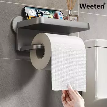 Двухслойный настенный держатель для туалетной бумаги, стойка для телефона, держатель для рулонной бумаги, вешалка для полотенец, подвесной органайзер для ванной комнаты 1 Layer белый
