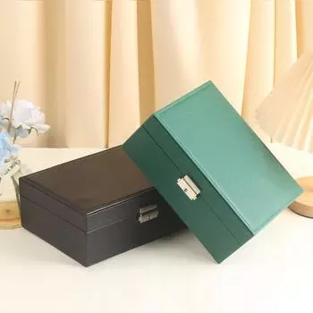 Двухслойный органайзер для ювелирных изделий, шкатулка для хранения ювелирных изделий, сережек, колец, ожерелий, с замком для ювелирных коробок и упаковки