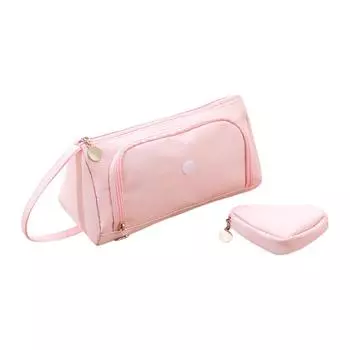 Двухслойный пенал из ткани Оксфорд с передним карманом, большой вместимости, в японском стиле, высокой эстетики, студенческая ручная сумка для канцелярских принадлежностей One Size