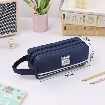 Двухслойный портативный пенал из ткани Оксфорд, двухзамковая сумка-карандаш для школьников, канцелярские принадлежности для хранения в школе