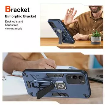 Двухслойный противоударный защитный чехол для поддержки падения для Vivo V29 V29E Pro V27 V25E Y200 Y33S Y22S Y56 Y35 Y16 S16 S16E TX1 4G 5G For Vivo V29 2023 чёрный