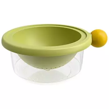 Двухслойный яркий дуршлаг с корзиной для слива для эффективного мытья фруктов и овощей и современного кухонного декора зелёный