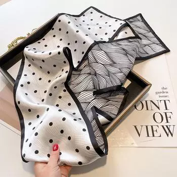 Двухслойный шелковый шарф: Женский универсальный модный аксессуар на весну/осень 145cm