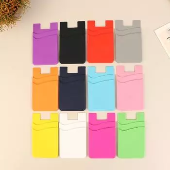 Двухслойный силиконовый чехол для мобильного телефона, карман для карточек, чехол-наклейка, задняя крышка для телефона, карман для удостоверения личности розы красного