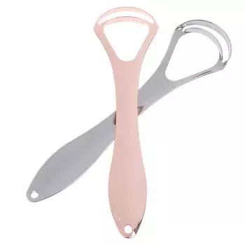 Двухслойный скребок для языка из нержавеющей стали, очиститель языка, щетка для полости рта серебряный