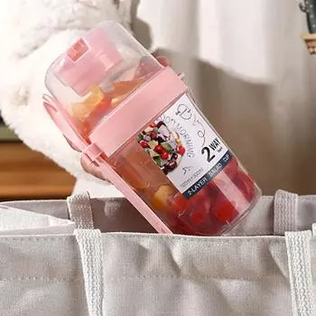 Двухслойный стаканчик для хлопьев, переносной контейнер для йогурта, фруктового салата с вилкой, герметичный