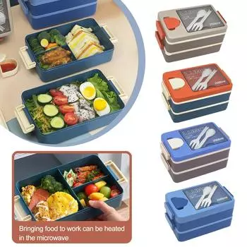 Двухслойный студенческий ланч-бокс с коробкой для приправ, рабочий микроволновый ланч-бокс, специальный отсек для ланч-бокса для студентов One Size