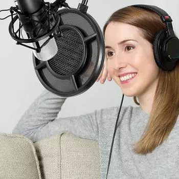 Двухслойный студийный микрофон Поп-фильтр Гибкий ветровой экран Звуковой фильтр Щит для трансляции подкастов
