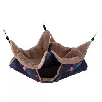 Двухслойный теплый гамак для домашних животных, легко чистится и устанавливается, подвесной спальный мешок для белки(Л Фламинго) S