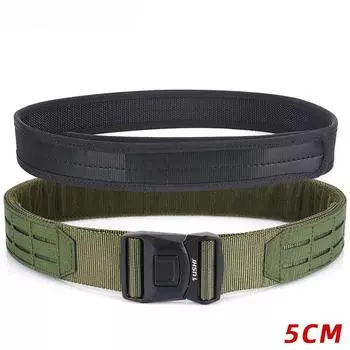 Двухслойный утолщенный уличный пояс шириной 5 см, нейлоновая волшебная лента, нейлоновый ремень, пояс для брюк S чёрный