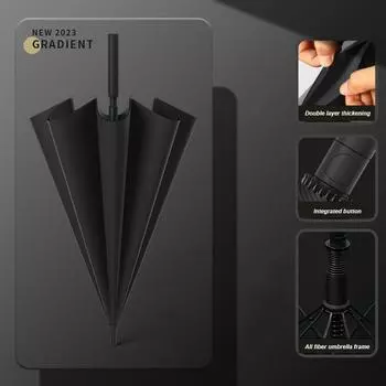 Двухслойный зонт с длинной ручкой для мужчин и женщин, 8 ребер, прочный ветрозащитный большой деловой зонт, женский зонтик, прочный и прочный