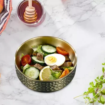 Двухстенная металлическая сервировочная миска для десерта, многофункциональная, с нескользящим покрытием, для смешивания соусов Small