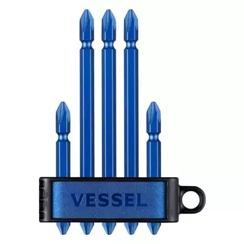 Двухсторонние биты VESSEL Premium, набор из 5 шт. +2 x 65 2 шт./+2 x 110 3 шт. (синий) A145P-PBL