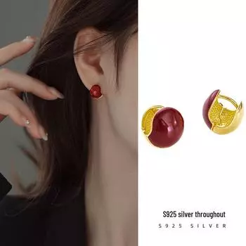 Двухсторонние серьги Banyan Tree из серебра 925 пробы с покрытием из красного золота для женщин — ретро-коллекция осень-зима класса люкс. ES2077 золотой