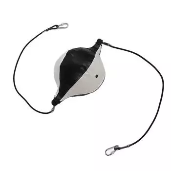 Двухсторонний боксерский мяч на резинке с регулируемым шнуром, надуватель, искусственная кожа, улучшает ловкость, двойной конец, скорость черный белый