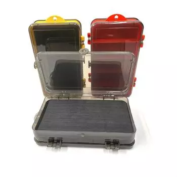 Двухсторонний ящик для хранения приманок и мушек с отделениями для крючков и пайеток жёлтый