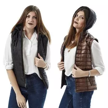 Двухсторонний женский жилет коричневый