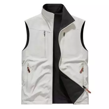 Двухсторонний жилет из фланелевой ткани для занятий спортом на открытом воздухе для мужчин, теплый жилет, куртка с несколькими карманами XXXXXL белый