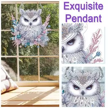 Двухсторонняя акриловая сова 5D DIY алмазная живопись точки кулон DIY алмазное искусство кулон для декора окна в саду